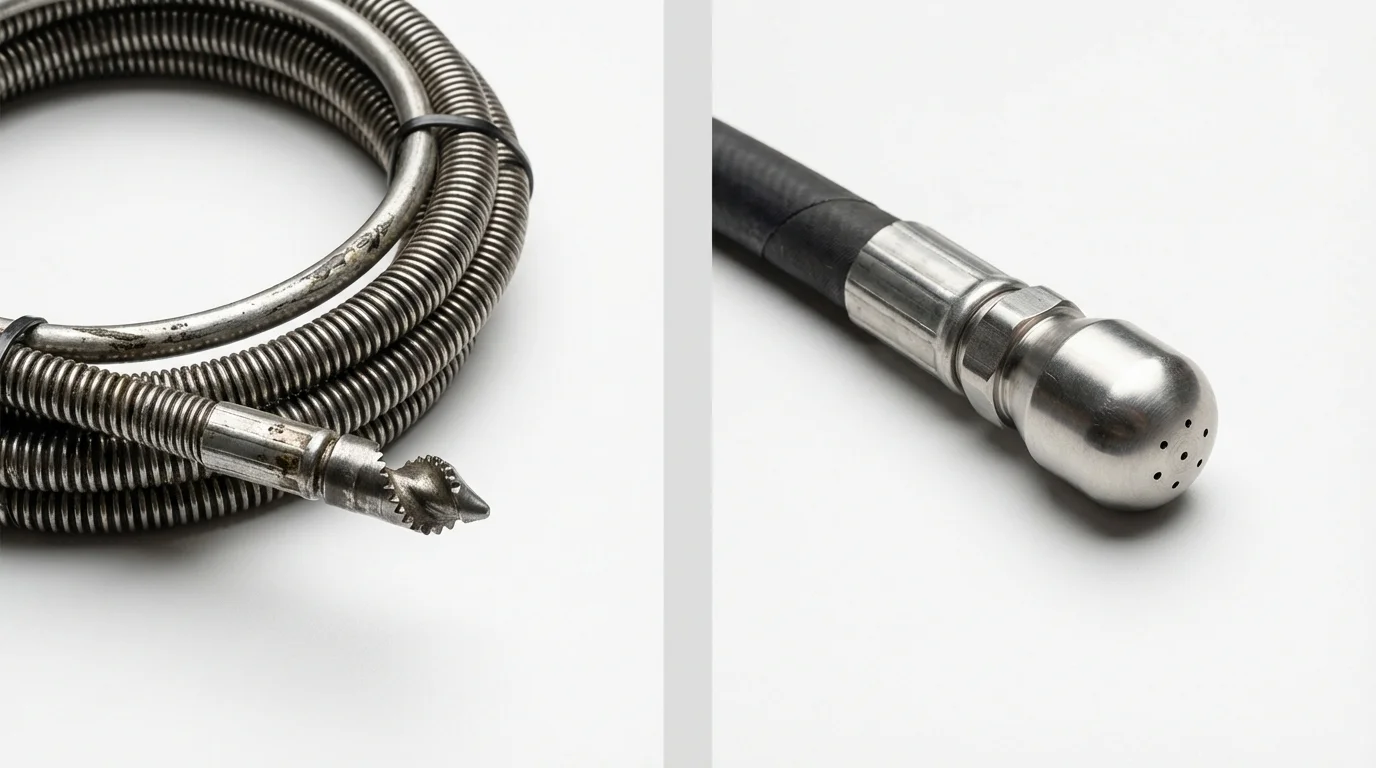 Drain snake cable and hydro jetting nozzle used for drain cleaning in Lebanon, KY