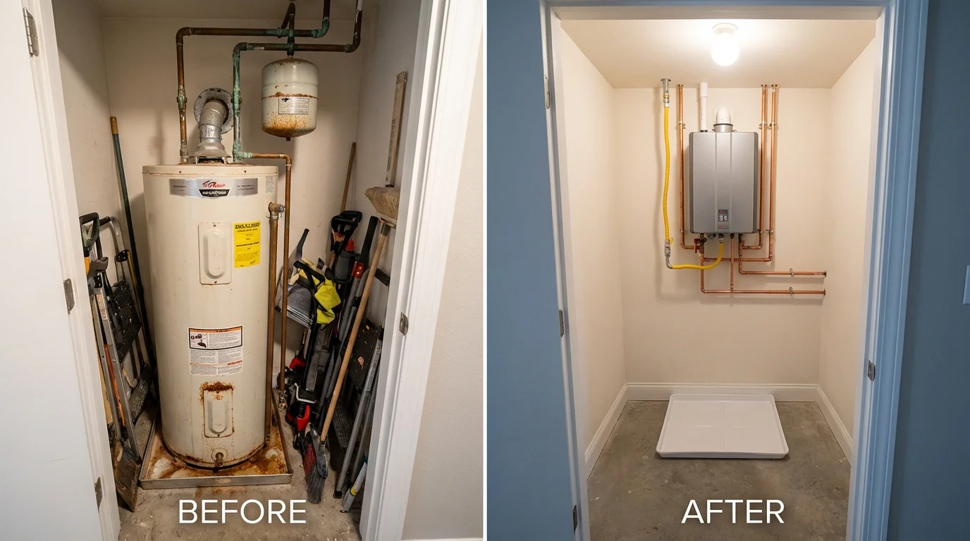 Tank water heater versus wall-mounted tankless unit comparison for Lebanon, KY homeowners